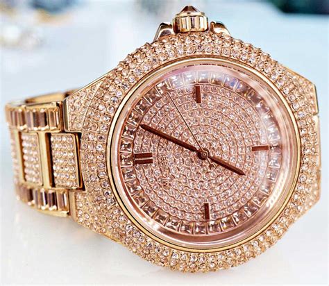 michael kors black watch with pink diamonds|Michael Kors diamond watch men's.